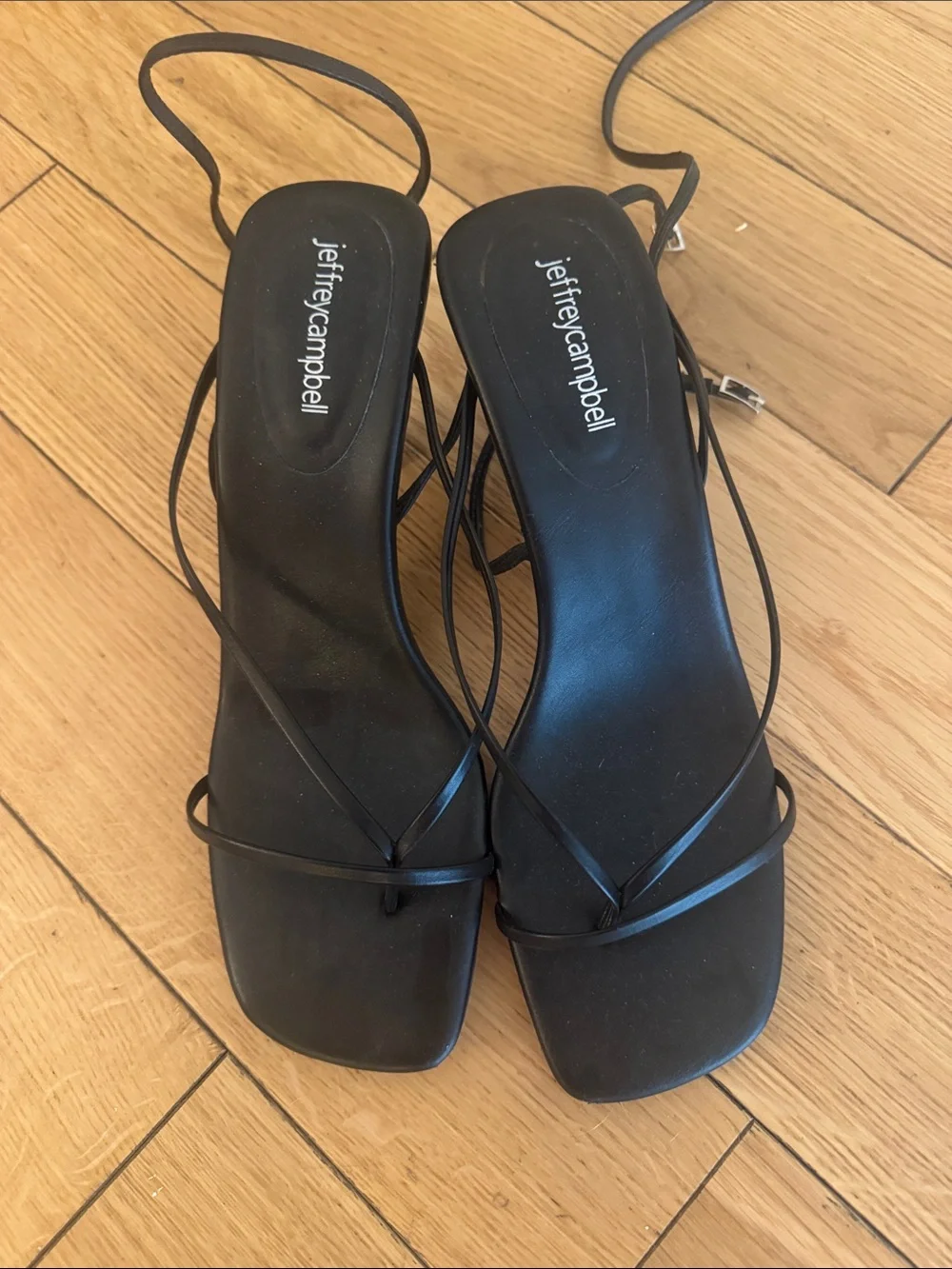 Jeffrey Campbell Black Strappy Square-Toe Heels Size 9